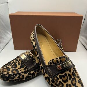 Coach Leopard Print Moccasins - Tan and Brown